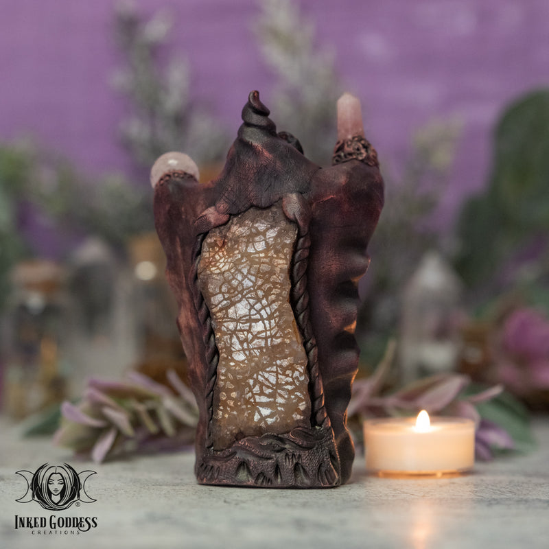 Load image into Gallery viewer, Amethyst Cluster Clay Handmade Small Wizard for Protective Wards
