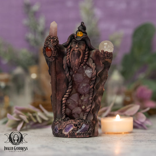 Amethyst Cluster Clay Handmade Small Wizard for Protective Wards