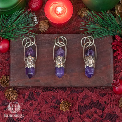 Amethyst Double Terminated Polished Point Tibetan Necklace