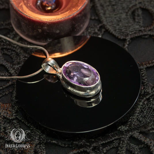 Amethyst Faceted Sterling Silver Necklace for Spiritual Focus