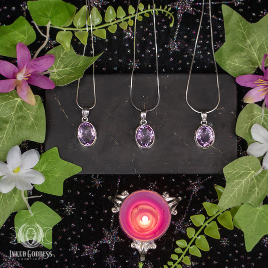 Amethyst Faceted Sterling Silver Necklace for Spiritual Focus