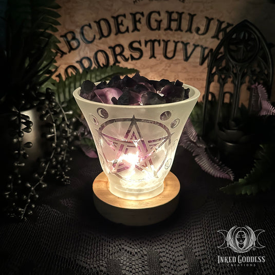 Amethyst Pentacle and Moon Lamp for Boosting Psychic Awareness