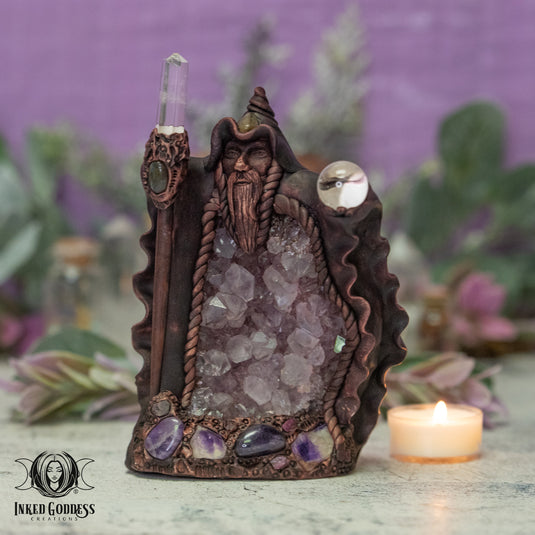 Amethyst Cluster Clay Handmade Medium Wizard for Psychic Shielding