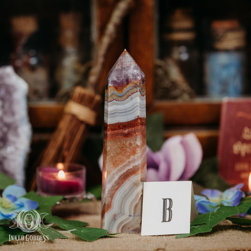 Load image into Gallery viewer, Amethyst &amp; Crazy Lace Agate Tower for Joyful Healing
