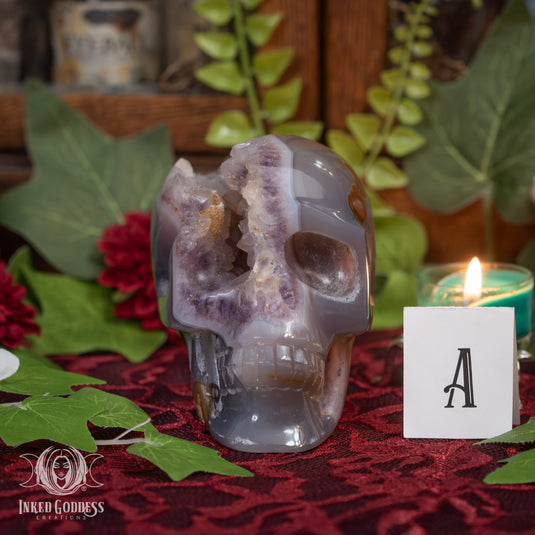 Amethyst and Agate Skull for Spiritual Connections