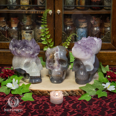 Amethyst and Agate Skull for Spiritual Connections