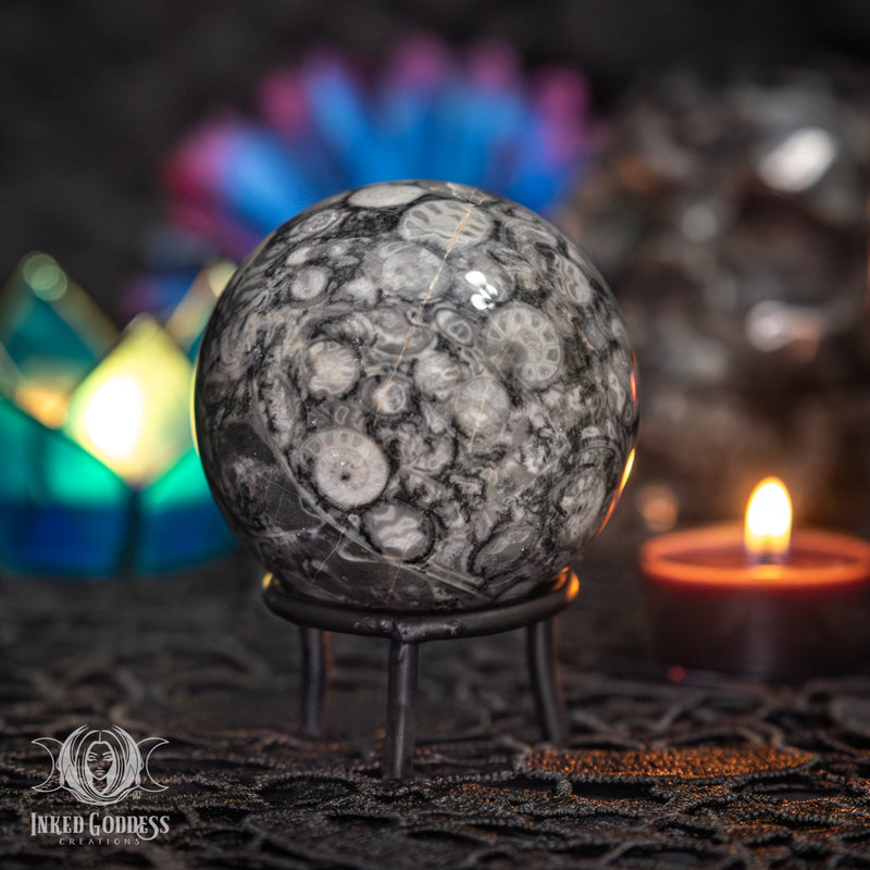 Load image into Gallery viewer, Ammonite Fossil Sphere for Spiritual Will
