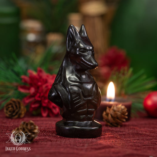 Anubis Modern Obsidian Bust Statue for Spiritual Protection