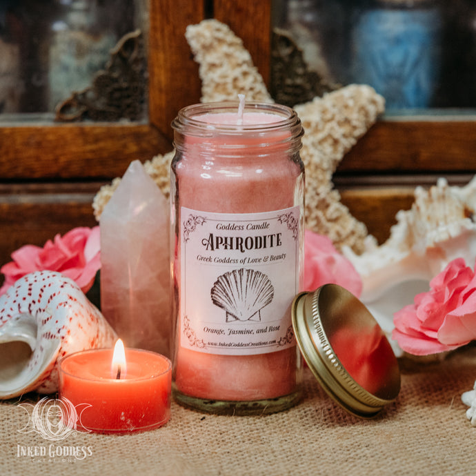 Aphrodite Goddess Mini Jar Candle for Love and Beauty