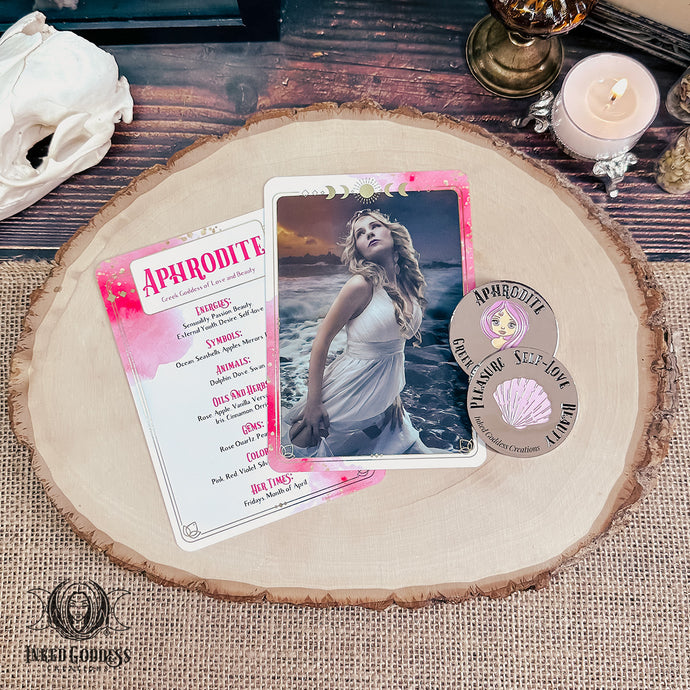 Aphrodite Altar Card & Coin Set for Honoring the Goddess of Love