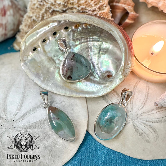 Aqua Chrysoprase Sterling Silver Pendant for Tranquility & Hope