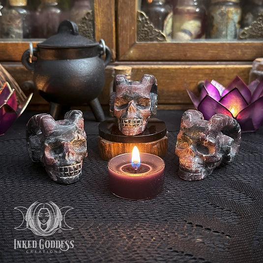 Arfvedsonite Garnet Ram Skull for Spiritual Fortitude