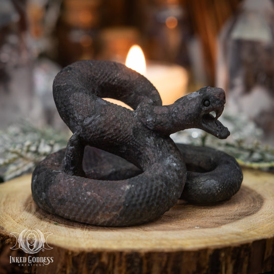 Arfvedsonite Matte Carved Gemstone Snake for Guarding Against Bad Vibes