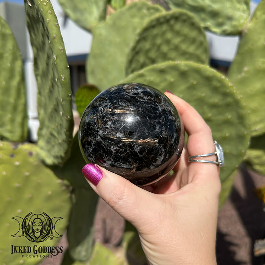 Astrophyllite with Garnet Sphere for Unlocking Your Life's Purpose