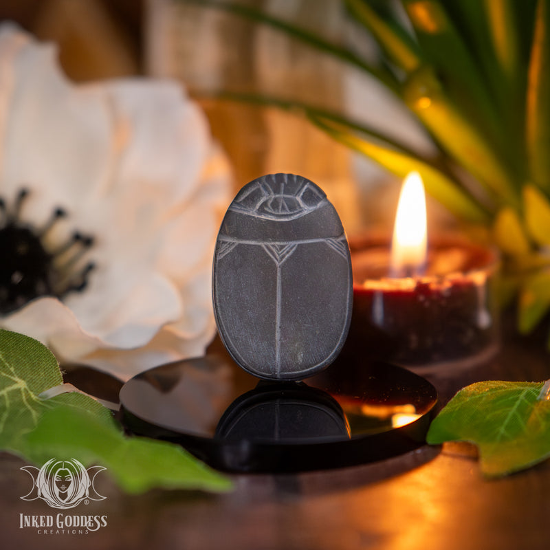 Load image into Gallery viewer, Basalt Carved Scarab for Resurrection and Healing

