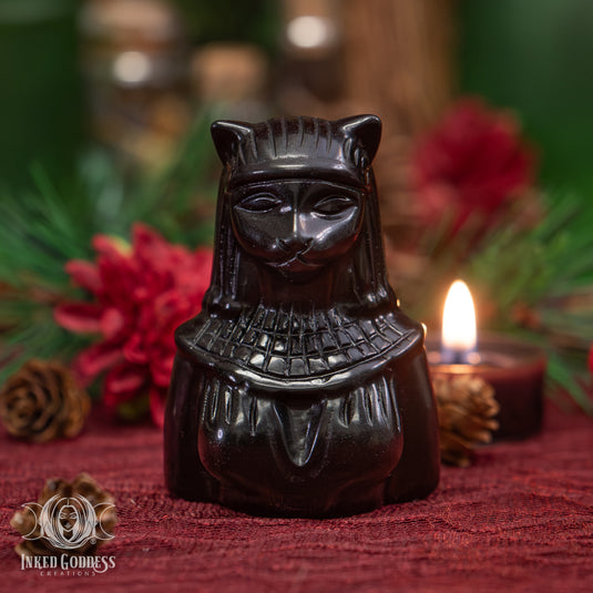 Bast Modern Obsidian Bust Statue for Home Protection