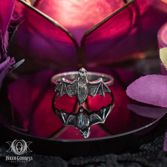 Bat Sterling Silver Ring for Navigating Transitions