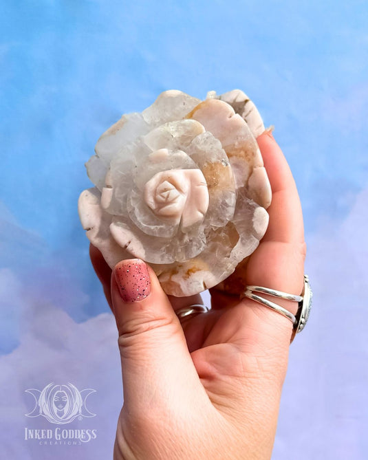 Flower Agate Carved Flower