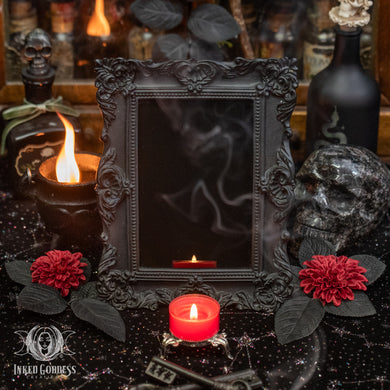Black Gothic Scrying Mirror - OOAK
