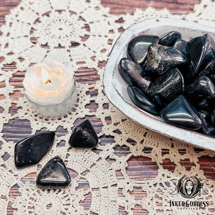 Lemurian Black Jade Tumbled Gemstone for Unlocking Magickal Potential from Inked Goddess Creations