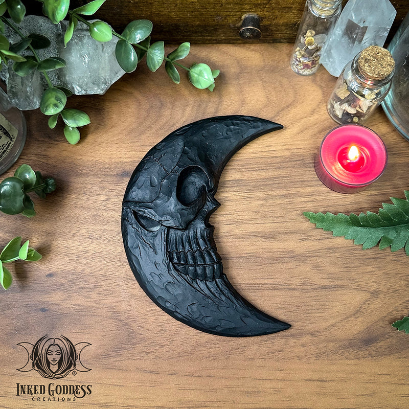 Load image into Gallery viewer, Black Moon Hand Mirror for Dark Divine Feminine Energy
