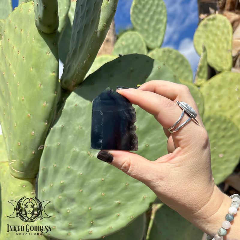 Load image into Gallery viewer, Black Rose Fluorite Raw Tower for Shadow Work
