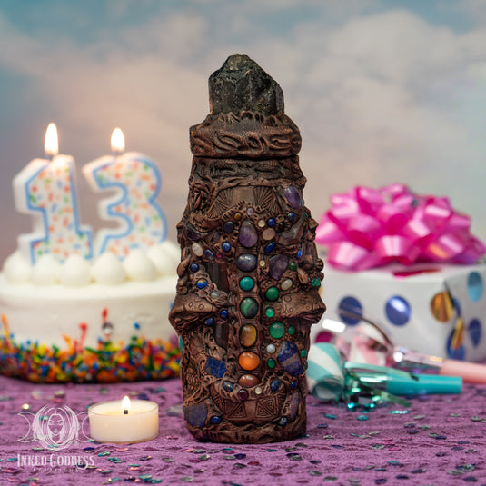 Black Tourmaline Clay Handmade Large Glass Jar for Protection Magick