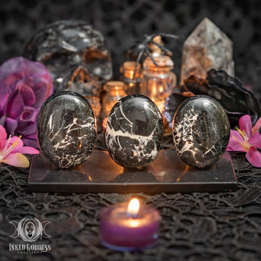 Black Tourmaline Palm Stone for High Vibrations