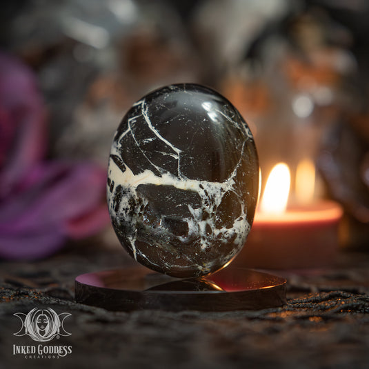 Black Tourmaline Palm Stone for High Vibrations
