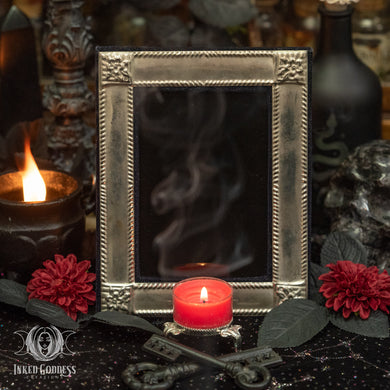 Black Velvet & Silver Scrying Mirror - OOAK