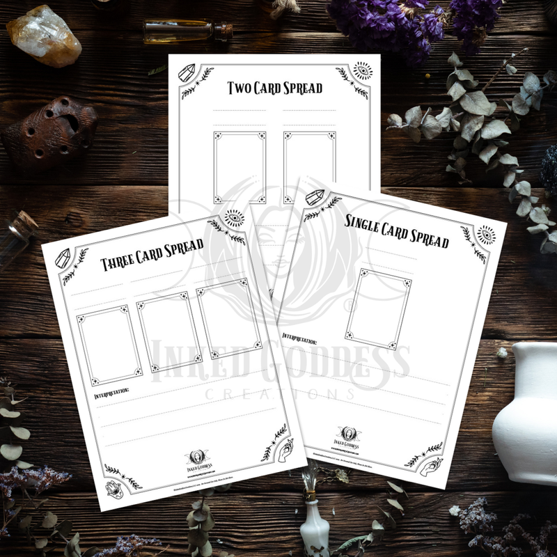 Load image into Gallery viewer, Blank Tarot/Oracle Card Spread Pages - Set of 9 - PDF Download
