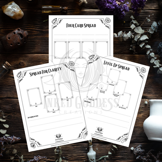 Blank Tarot/Oracle Card Spread Pages - Set of 9 - PDF Download