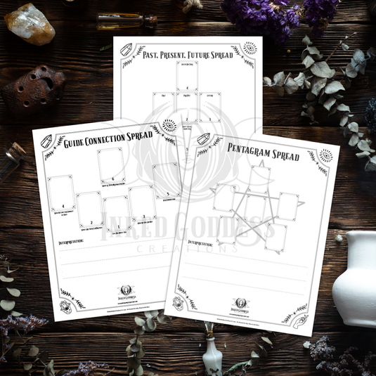 Blank Tarot/Oracle Card Spread Pages - Set of 9 - PDF Download
