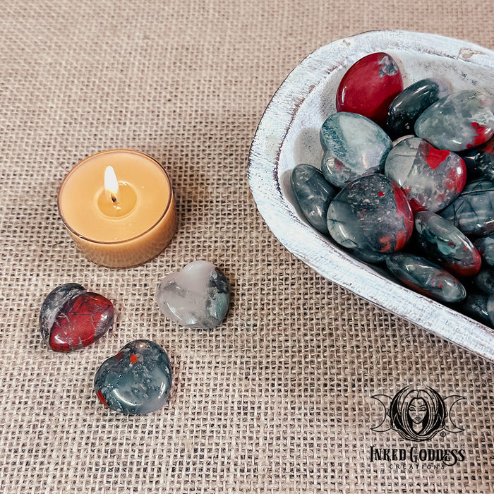 Bloodstone Gemstone Heart Carving for Healing