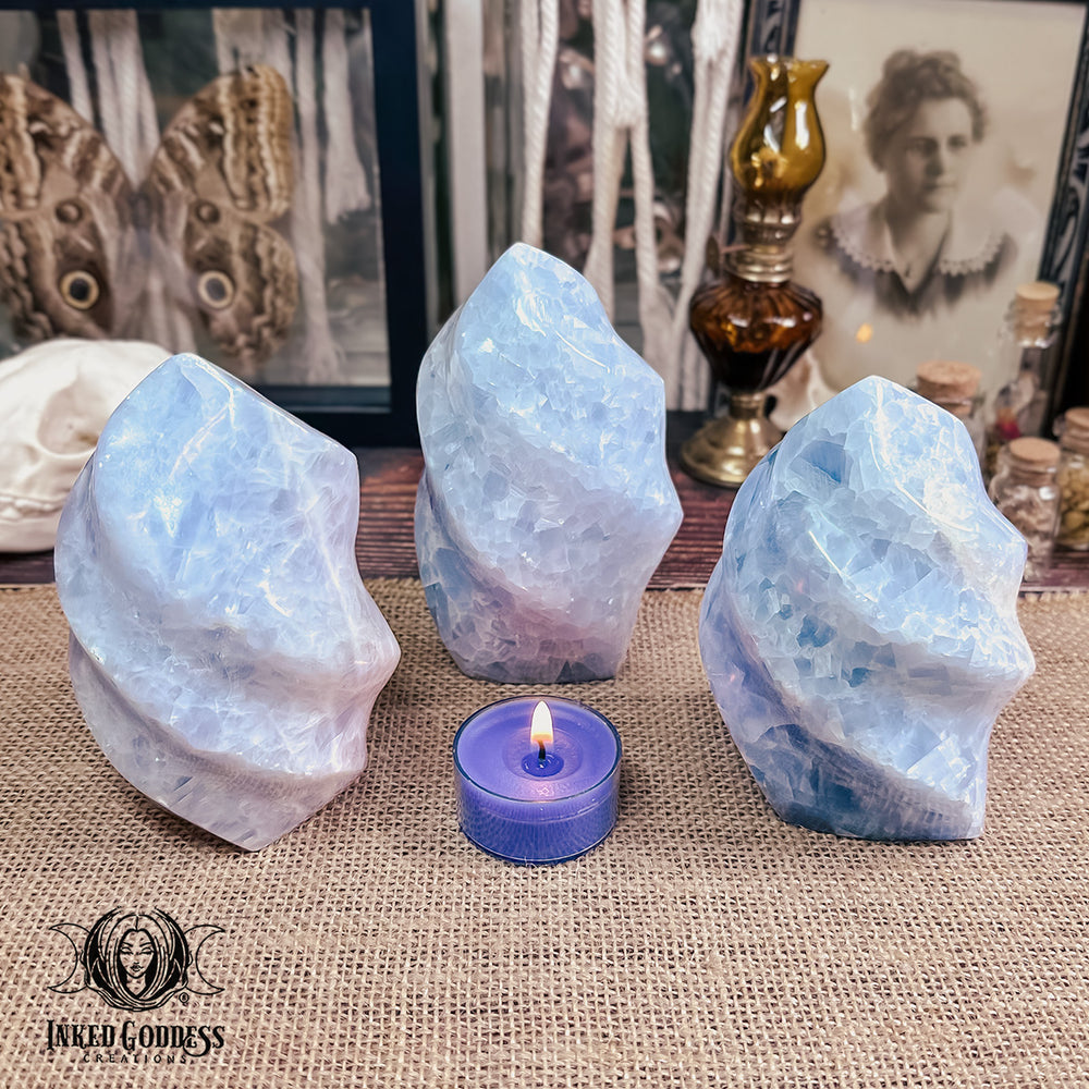 Blue Calcite Flame for Healing Energy Flow
