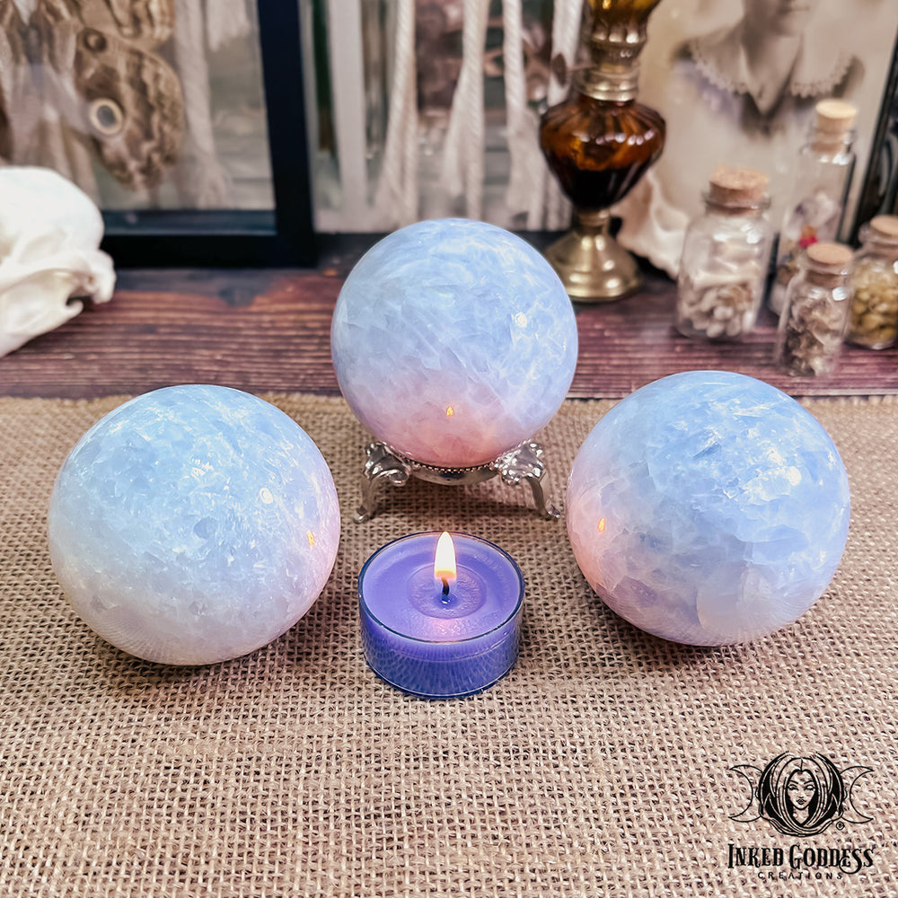 Blue Calcite Sphere for Calm Energy