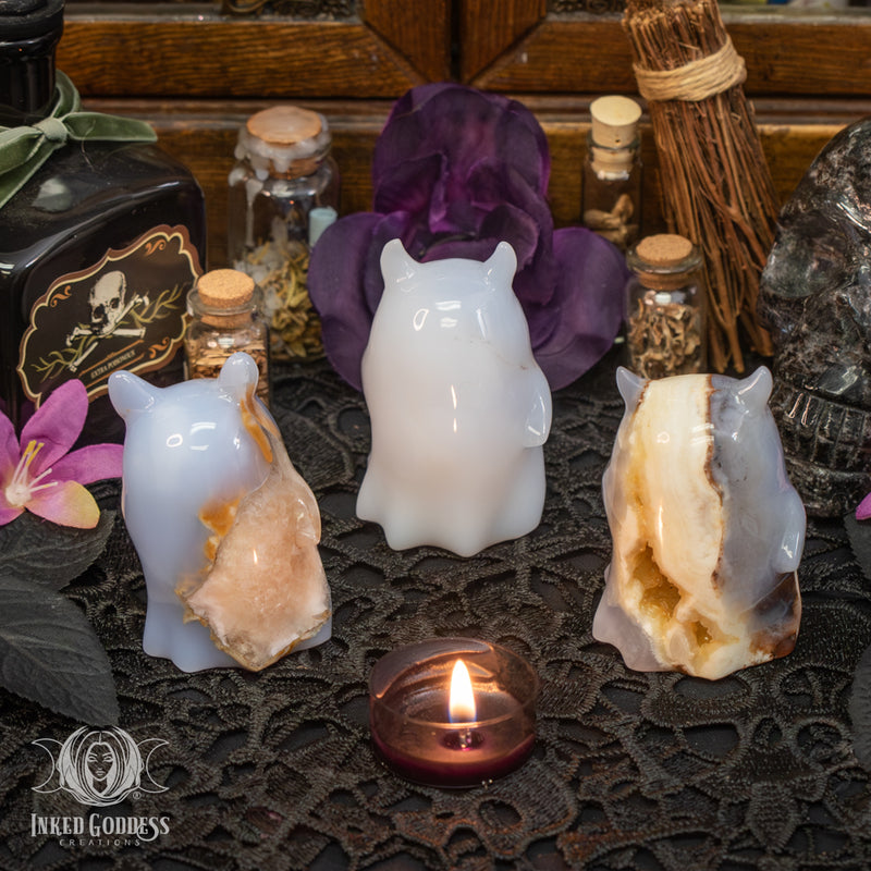 Load image into Gallery viewer, Blue Chalcedony Devil Ghost for Scaring Away Negativity
