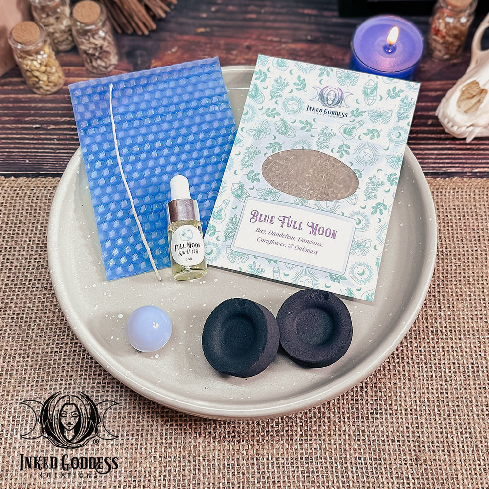 Full Blue Moon Ritual Kit for August 30 Pisces Full Moon- DIY Beeswax Candle