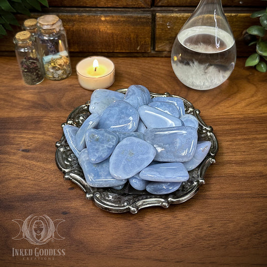 Blue Storm Agate Large Tumbled Gemstone for April Showers