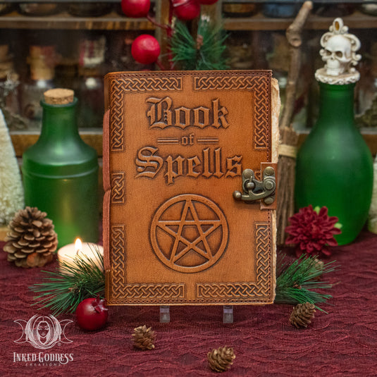 Book of Spells Leather Journal for Magickal Notes