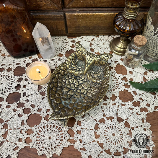Brass Owl Vintage Altar Dish for Deity Connection