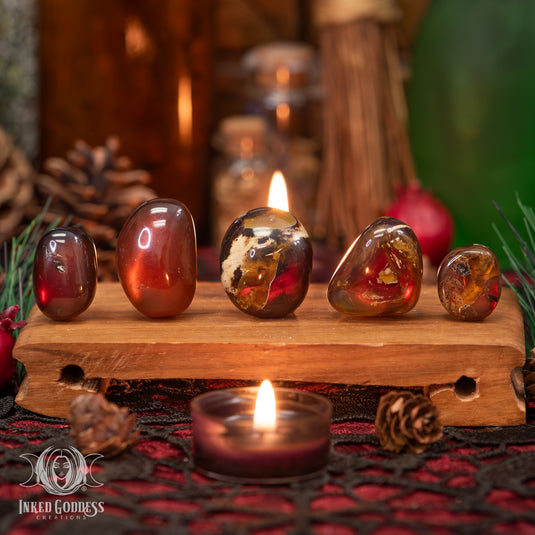 Brown Amber Tumbled Gemstone for Vitality and Protection