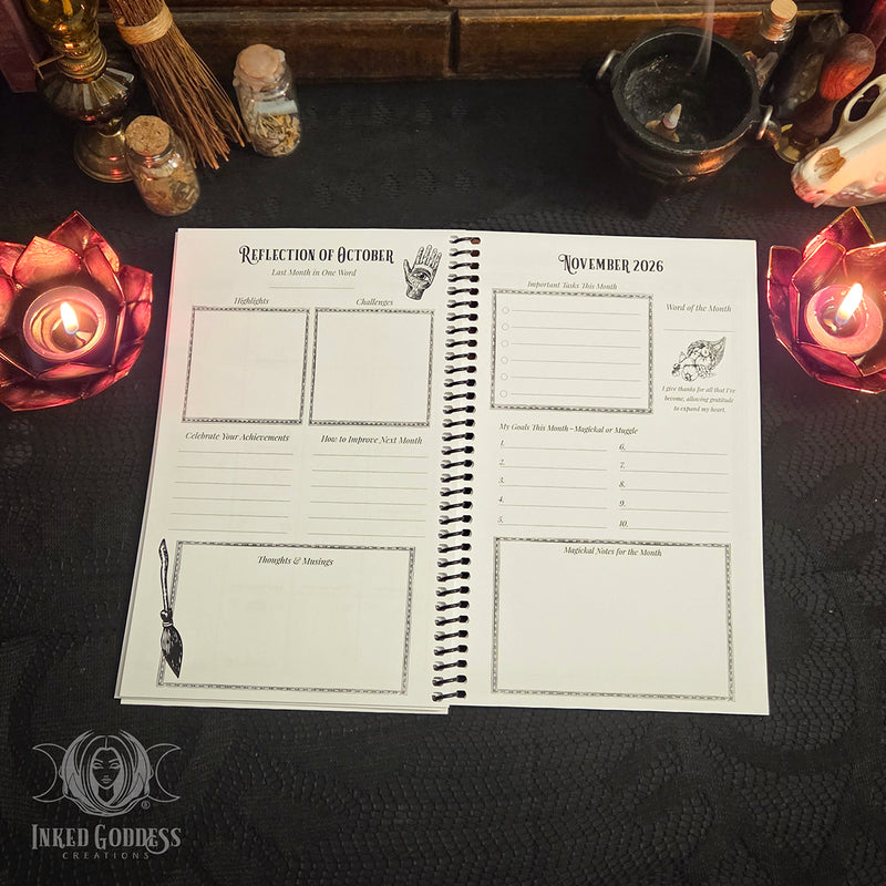 Load image into Gallery viewer, 2026 Busy Witch Monthly Date Planner with Stickers
