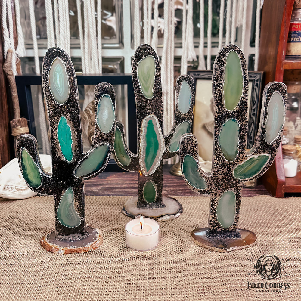 Cactus Altar Decor- Agate and Resin- for Spiritual Growth