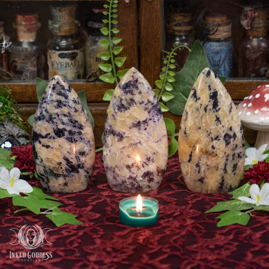 Calcite with Anhydrite Flame for Elevated Crown Chakra Energy