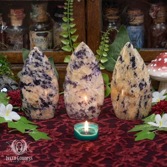 Calcite with Anhydrite Flame for Elevated Crown Chakra Energy