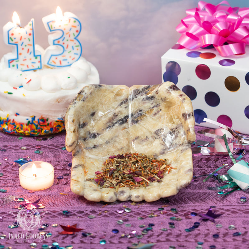 Load image into Gallery viewer, Calcite with Fluorite Hand Bowl for Confidence and Clarity
