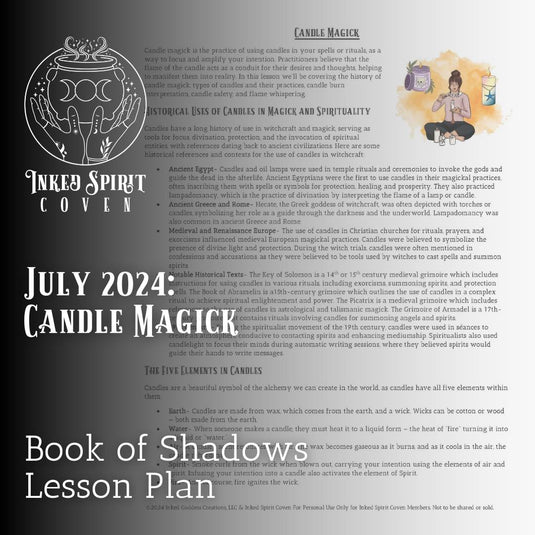 July 2024- Candle Magick Book of Shadows Pages- Inked Spirit Coven