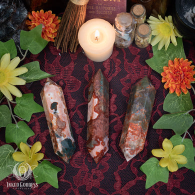 Carnelian and Moss Agate Double Terminated Point for Confident Self-Love