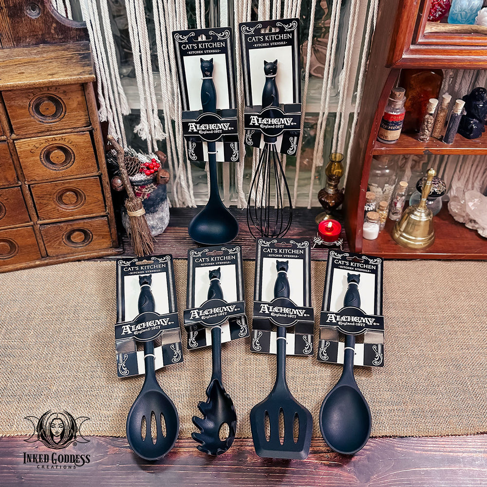 Black Cat Kitchen Utensils Set of 6 for Kitchen Witchery